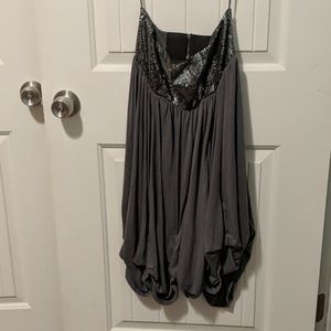 Grey party dress with sequins.